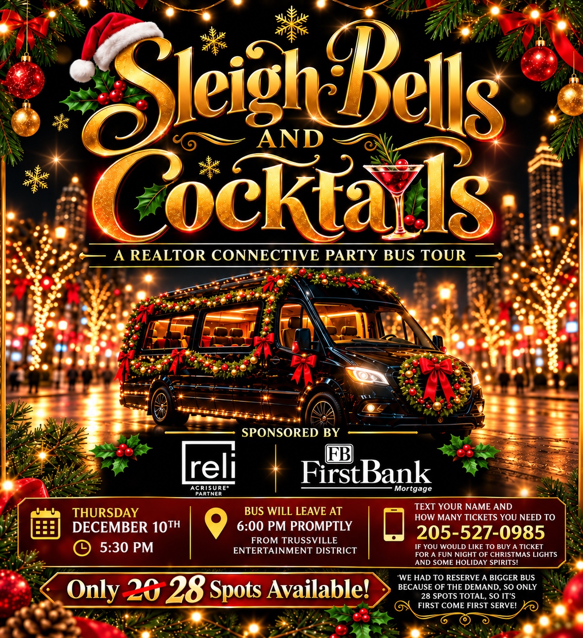 Sleigh Bells and Cocktails event flyer